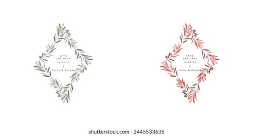 Minimalist botanical frame, olive branches