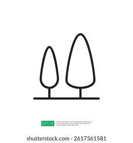 Minimalist Botanical Icon Representing Two Tall Trees Signifying Growth and Sustainability in Agriculture