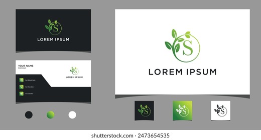 Minimalist botanical, initial letter S logo design. Premium Vector