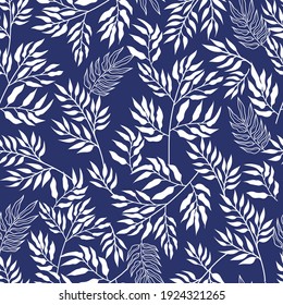 Minimalist botanical leaf seamless pattern. Flat vector design background