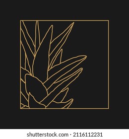 Minimalist botanical line art compositions with leaves abstract collage
