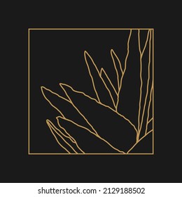 Minimalist botanical line art compositions with leaves abstract collage