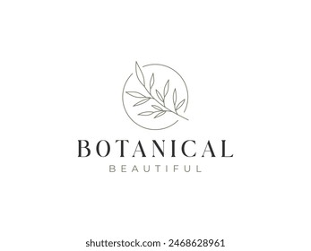 minimalist botanical logo vector illustration. beautiful floral logo template