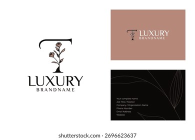 Logotipo de monografia botânica minimalista e cartão de visita moderno