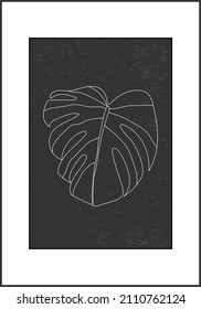 Afiche de collage abstracto de hojas de monstera botánica minimalista