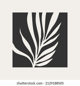 Minimalist botanical plant logo with leaves abstract collage