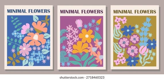 Conjunto de pósters botánicos minimalistas de 3