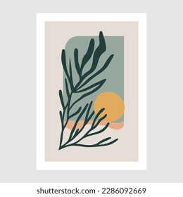 Minimalist botanical wall art print. Vector illustration in scandinavian style. Wall Art Pint Poster