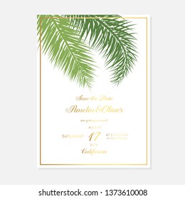 Minimalist botanical wedding invitation card template design. Vector decorative greeting card or invitation design background. Wedding Invitation, save the date, rsvp, invite card. 