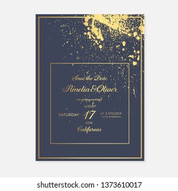Minimalist botanical wedding invitation card template design. Vector decorative greeting card or invitation design background. Wedding Invitation, save the date, rsvp, invite card. 