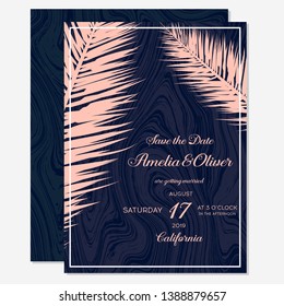 Minimalist botanical wedding invitation card template design. Vector decorative greeting card or invitation design background. Wedding Invitation, save the date, rsvp, invite card. 