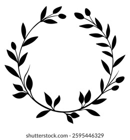 minimalist botanical wreath frame in black and white