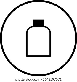 Minimalist Bottle Icon in Circular Frame: Clean and Modern Design Illustration