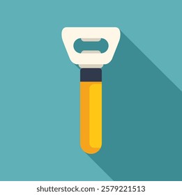 Minimalist bottle opener icon in flat design style with long shadow effect