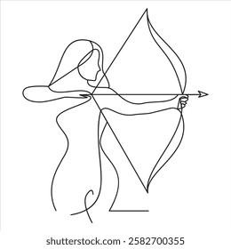 Minimalist Bow and Arrow Line Art – Symbol of Focus and Precision