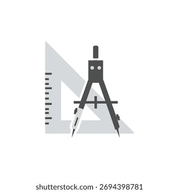 Logotipo minimalista del arco y de la brújula en un fondo blanco