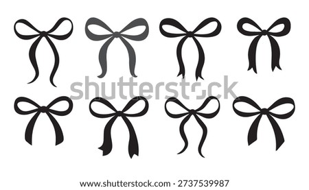 Minimalist bow illustration in flat vector style. Cute decorative ribbon bow with clean shapes and smooth curves, isolated on white background. Perfect for invitations, branding, packaging, cards, and feminine design.