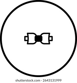 Minimalist bow tie icon within a circle, offering a simple yet elegant design element