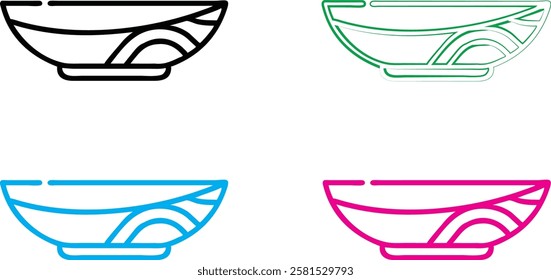 Minimalist bowl icons, colorful outline designs, simple geometric shapes, modern kitchenware illustrations, clean vector graphics, stylized tableware symbols, abstract food container logos, single-lin