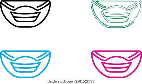 Minimalist bowl icons, colorful outline designs, simple geometric shapes, modern kitchenware illustrations, clean vector graphics, stylized tableware symbols, abstract food container logos, single-lin