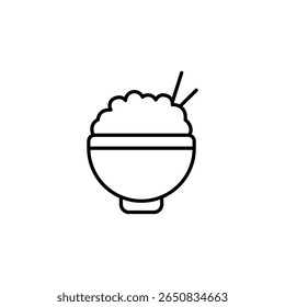 Tigela Minimalista de Arroz com Linha de pauzinhos ilustração