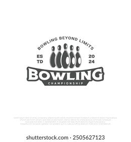 minimalist bowling pin logo vector template. bowling game silhouette design illustration