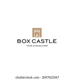 Minimalist BOX CASTLE Town Building Logo design