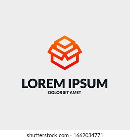 Minimalist Box Logo Template. Modern Logistic Symbol Vector.
