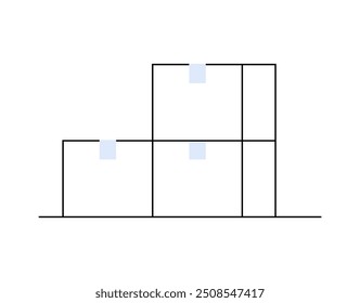 Minimalist box warehouse icon, representing logistics, supply chain management, storage, or e-commerce, box ideal for business operations, inventory management, and distribution. Stacked boxes