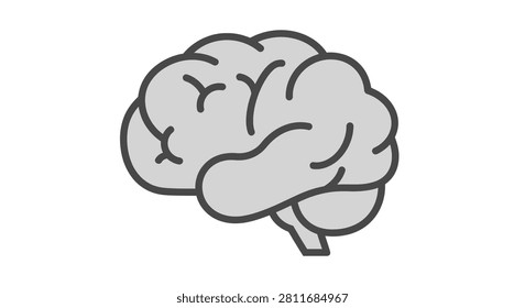 Minimalist brain icon in grey tones, perfect for representing ideas, mental health, cognitive functions, or technology-related brain concepts.