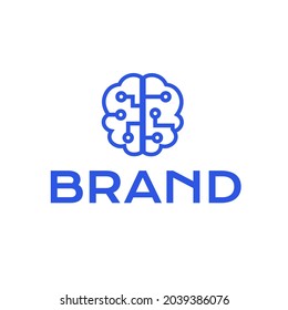 Minimalist Brain Logo - Amazing minimalist vector logo of a brain suitable for business, technology company, mobile app logo, developer, hosting company, programmer, website and design assets