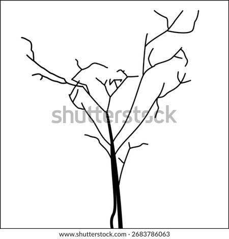 Minimalist branch line art with thin twigs. Ideal for botanical illustrations, eco designs, or natural pattern backgrounds.