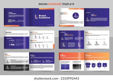 Minimalist  brand guide template,Landscape , Simple style and modern layout Brand Style, , Brand Identity, Brand Guideline, Guide Book