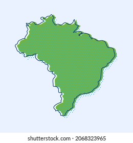 Minimalist Brazil map with outlines and grids. eps 10