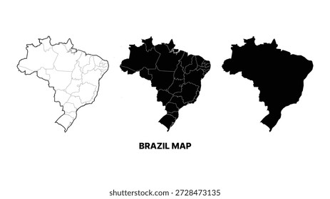 Mapa minimalista de Brasil Ilustraciones vectoriales