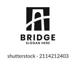 Minimalist bridge design logo vector template