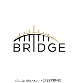 minimalist bridge logo design, font text bridge graphic vector template