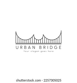 Minimalist bridge logo. Silhouette of curve and bridge symbol. Minimalist unique design style, suitable for building monuments.
