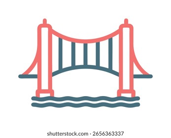 Minimalist Bridge Vector Design with Arch and Support Structure