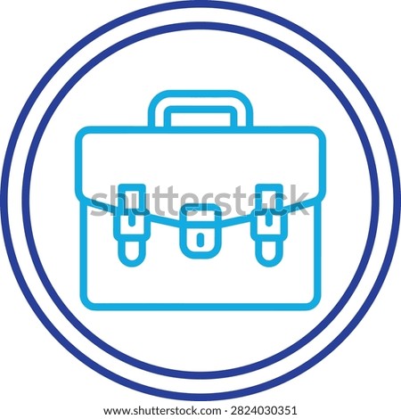 Minimalist briefcase icon featuring linear style design inside circular border for corporate identity graphic elements with illustration professional briefcase briefcase centered