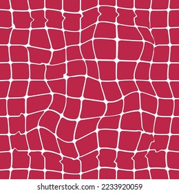 Patrón minimalista de mosaico brillante sin fisuras. Viva la rejilla ondulada con marea magenta sobre un fondo blanco.Ideal para imprimir ropa de bebé, textiles, telas, papel envolvente. Vector 