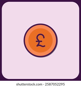 Minimalist British Pound Sterling Coin Icon Design