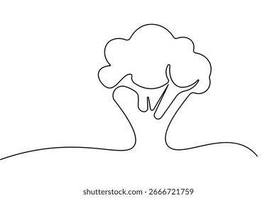 Brócoli minimalista continuo de una línea de arte aislado simple vegetal orgánico contorno de alimentos Ilustración vectorial
