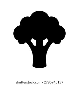 Minimalist Broccoli Silhouette Icon Vector
