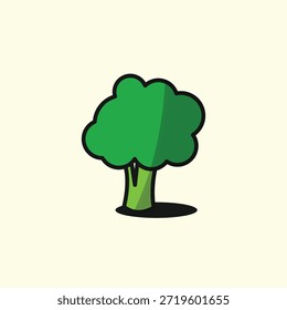 Ilustração de vetor vegetal de brócolis minimalista com estilo de design plano, isolado em um fundo amarelo pálido