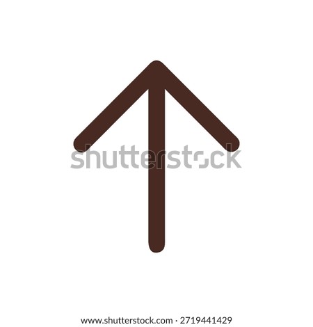 Minimalist brown arrow pointing upwards on a contrasting black backdrop. Modern flat design and direction.