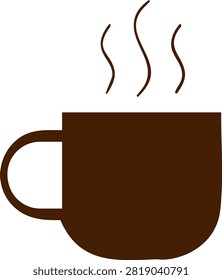 Minimalist brown coffee cup icon with steaming vapor symbol beverage breakfast caffeine