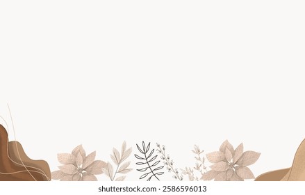 Minimalist Brown Floral Background, Elegant Neutral Floral, Earthy Tones Botanical Design, Warm Earthy Floral Composition