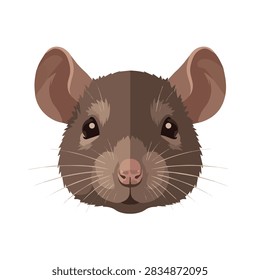 Minimalist brown rat head vector illustration isolated on white background