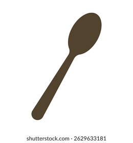 Icono de cuchara marrón minimalista con mango redondeado y forma de cuenco para diseños de cocina y comedor. Ilustración vectorial